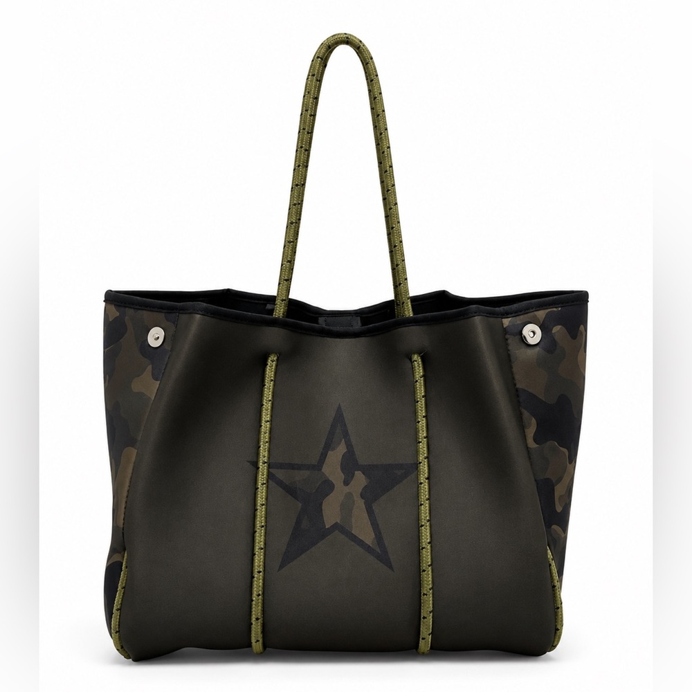 Olive Green Star Tote Bag - Women